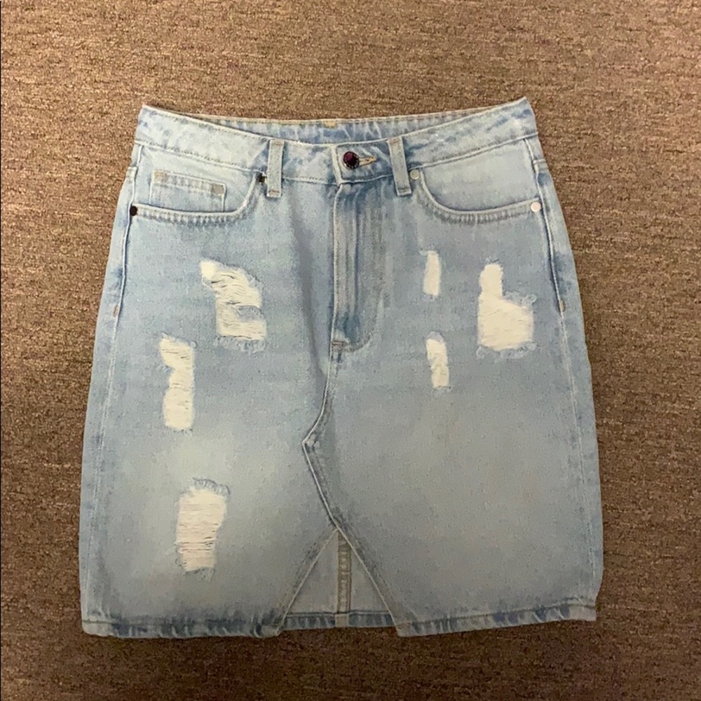 HM High-Waisted Blue Jean Skirt